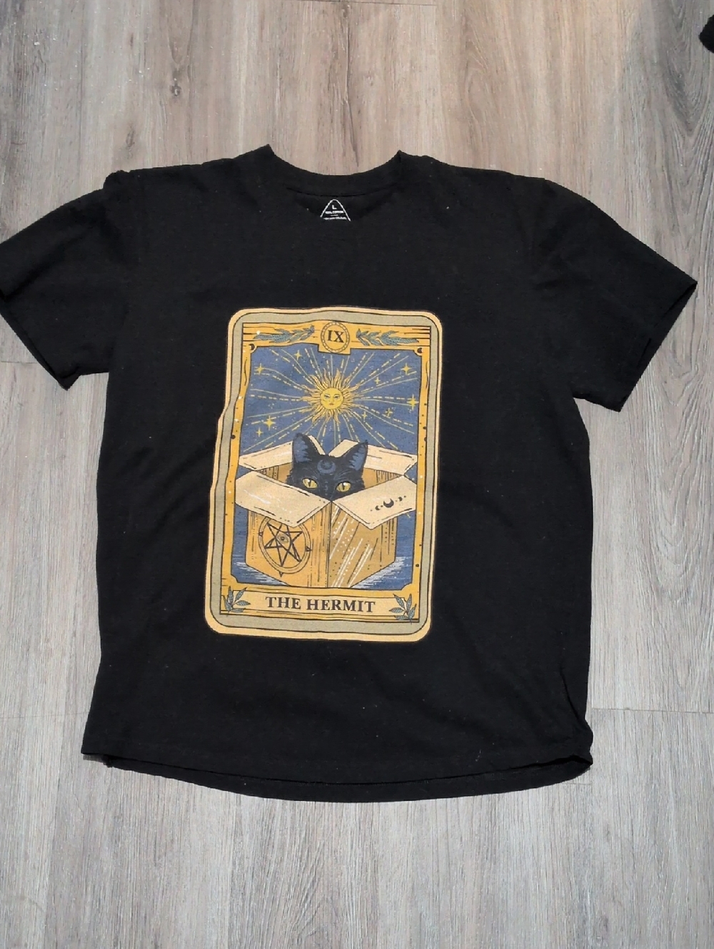Tarot Card The Hermit Black Cat Tee Shirt Unisex Sz L NWOT